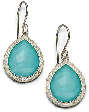 Ippolita Stella Turquoise, Clear Quartz, Diamond & Sterling Silver Doublet Teardrop Earrings