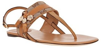 Gucci tan leather GG canvas 'Marrakesh' thong flat sandals