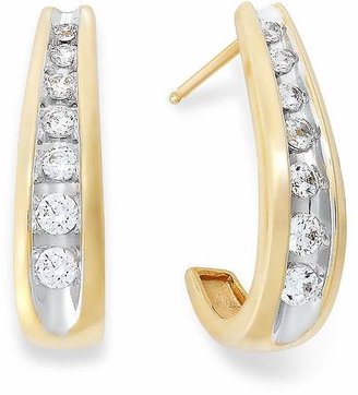 Macy's Channel-Set Diamond J Hoop Earrings in 14k Gold (1/2 ct. t.w.)