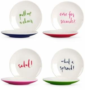 Kate Spade Set of 4 Sayings Melamine Tidbit Plates