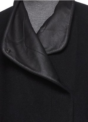 Nobrand Goat leather panel wool-cashmere coat