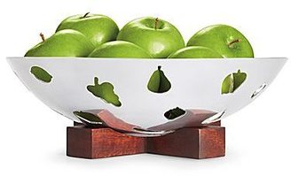 Michael Graves Design Metal Fruit Bowl with Wood Base
