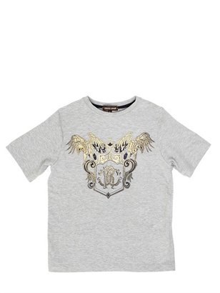 Roberto Cavalli Logo Printed Cotton T-Shirt
