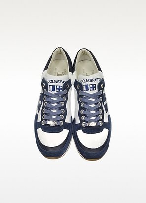 D’Acquasparta D'Acquasparta  Genova White Leather and Blue Suede Sneaker