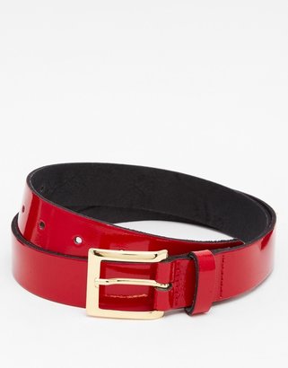 A Question Of ASOS Smart Belt In Red Patent Leather
