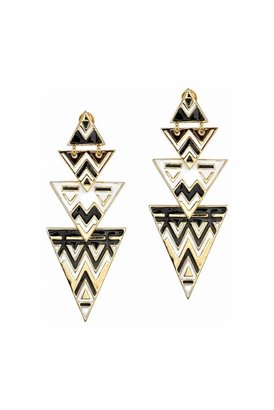 House Of Harlow 14KT Gold Triangle Drop Earrings in White