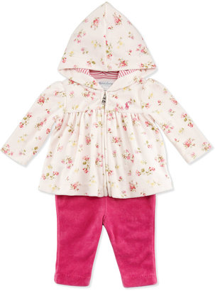 Ralph Lauren Childrenswear Floral-Print Velour Hooded Jacket & Pants Set, Pink Multi, 3-24 Months