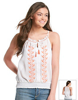 Hippie Laundry Embroidered Smocked Halter Top