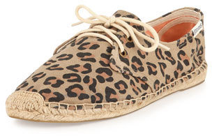 Soludos Lace-Up Espadrille Derby Flat, Leopard