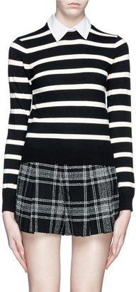 Alice + Olivia Detachable collar stripe Merino wool sweater