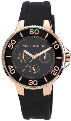 Vince Camuto Rosegold plated steel watch with adial and strap - BLACK