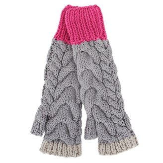 Kickle Grey Cable Fingerless Gloves