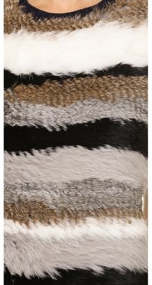 Opening Ceremony Striped Fur Sleeveless Pullover