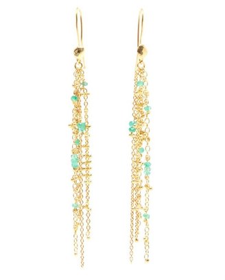 Natasha Collis 18K Gold and Emerald Waterfall Earrings