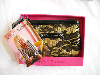 Betsey Johnson Designer Royal Lace Zip Top Large Coin Purse In Gold Or Silver