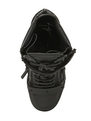 Giuseppe Zanotti 90mm Zip Leather Wedged Sneakers