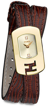 Fendi Diamond & Goldtone Stainless Steel Double-Wrap Watch