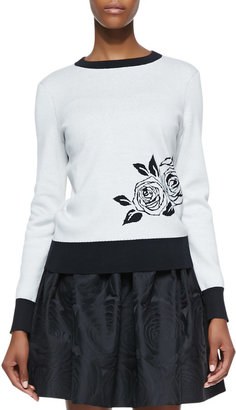 Kate Spade Rose Intarsia Sweater, Cream/Black