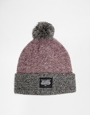 ASOS Beanie with Contrast Turn Up - Burgundy
