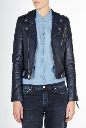 BLK DNM Navy Leather Motorcycle Jacket