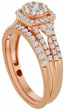 Modern Bride 5/CT. T.W. Diamond 10K Rose Gold Bridal Ring Set