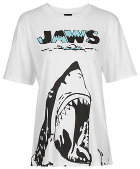 Topshop Womens **Jaws Oversized T-Shirt by Illustrated People - White