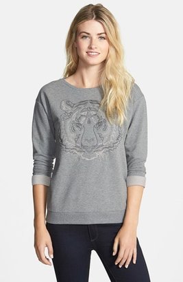 Vince Camuto Embroidered Tiger French Terry Sweatshirt