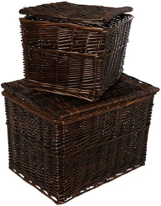 House of Fraser Shabby Chic Set of 2 wicker hinged boxes