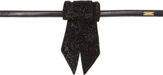 Saint Laurent Women's Sequin and Leather Bow Tie-Black