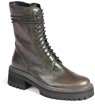 Ann Demeulemeester Leather Mid-Calf Combat Boots