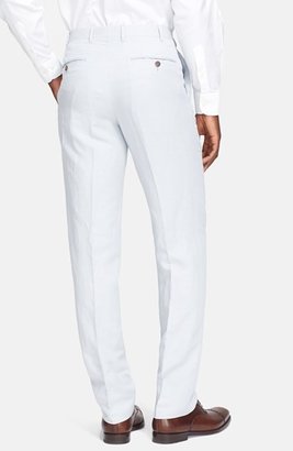 Canali Flat Front Linen & Silk Trousers