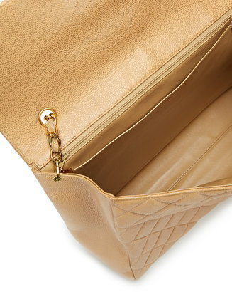 Chanel Beige Caviar Leather Maxi XL Brief Flap Bag
