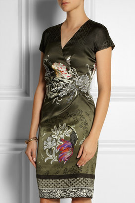 Etro Floral and foulard-print stretch-silk satin dress