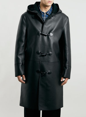 Topman Design Leather Look Duffle Coat