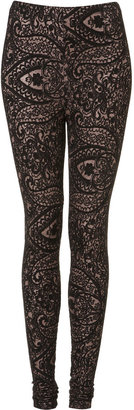 Topshop Tall Textured Lace Leggings