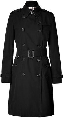 Burberry Cotton Gabardine Long Kensington Trench Coat in Black