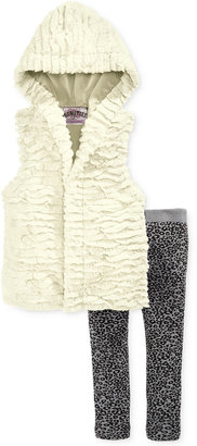 Beautees Little Girls' 2-Piece Faux-Fur Vest & Animal Print Leggings Set