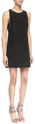 Neiman Marcus Cusp by Zipper Embellished Crepe De Chine Dress, Black (Stylist Pick!)