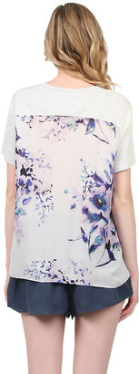Mason by Michelle Mason Floral Inset Tee in Grey