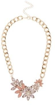 New Look Pink Gem Flower Chunky Chain Necklace