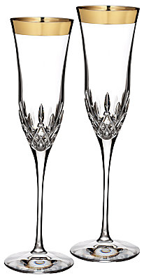 Waterford Lismore Essence Gold Flutes, Set of 2