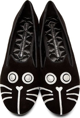Marc by Marc Jacobs Black Suede Rue The Cat Critters Loafers