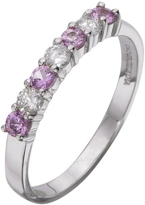 R & E 18 Carat White Gold 20pt Diamond Set Pink Sapphire Eternity Ring
