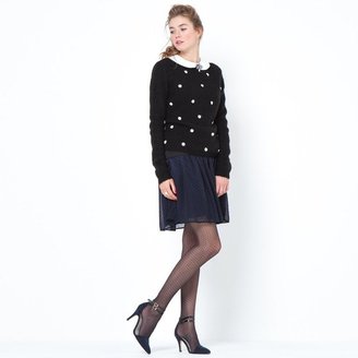 La Redoute MADEMOISELLE R Peter Pan Collar T-Shirt with Detachable Jewelled Brooch
