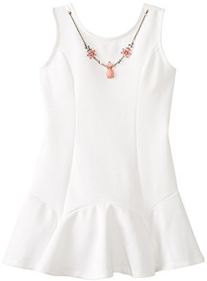 Beautees Big Girls' Scuba Dress with Necklace