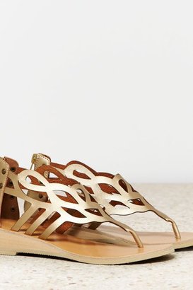 American Eagle Outfitters Gold Strappy Wedge Sandals