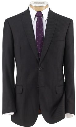 Jos. A. Bank Joseph Slim Fit 2-Button Suits with Plain Front Trousers- Grey Herringbone Self Stripe