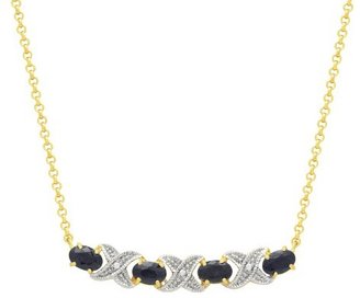 Xo Oval Cut Sapphire Prong Set Necklace in 18K Gold Plated (18")