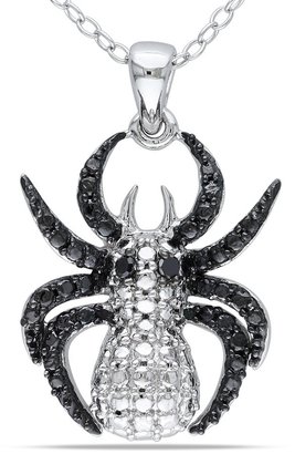 Black Diamond 0.02 CT Black  Diamond TW Fashion Pendant With Chain  Silver  Black Rhodium Plated