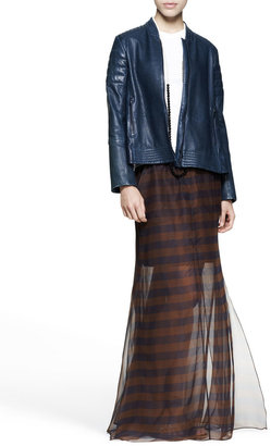 Brunello Cucinelli Sheer Mixed-Stripe Maxi Skirt